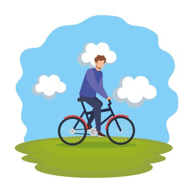 Genç adam bisiklet avatar karakter