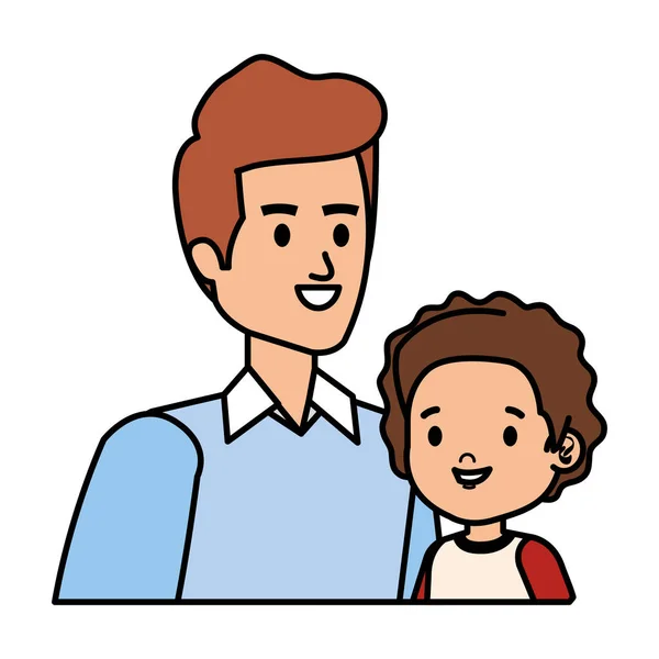 Pai jovem com personagens filho — Vetor de Stock