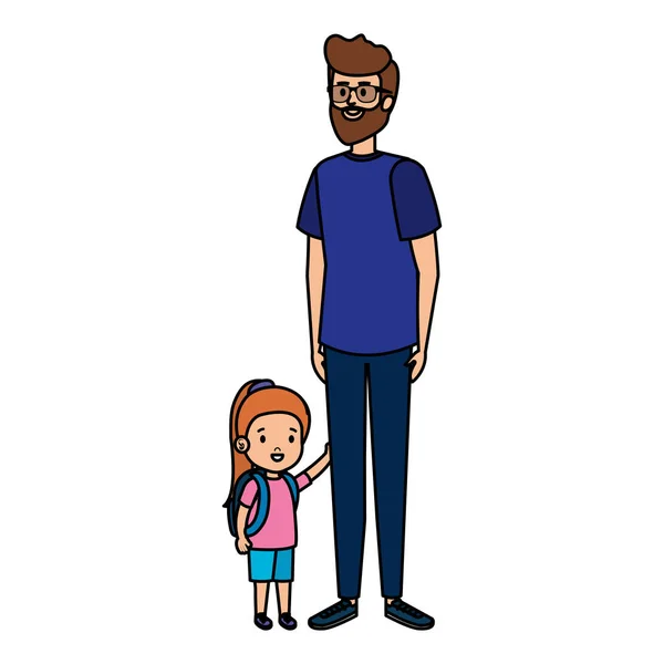 Père avec des personnages fille — Image vectorielle