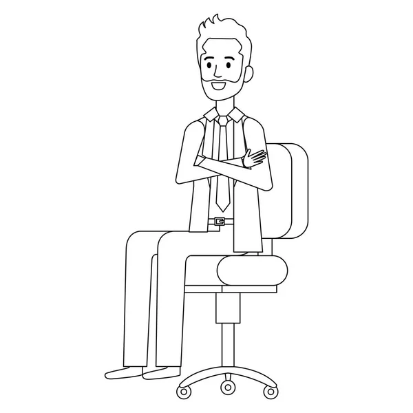 Homme d'affaires assis dans la chaise de bureau — Image vectorielle