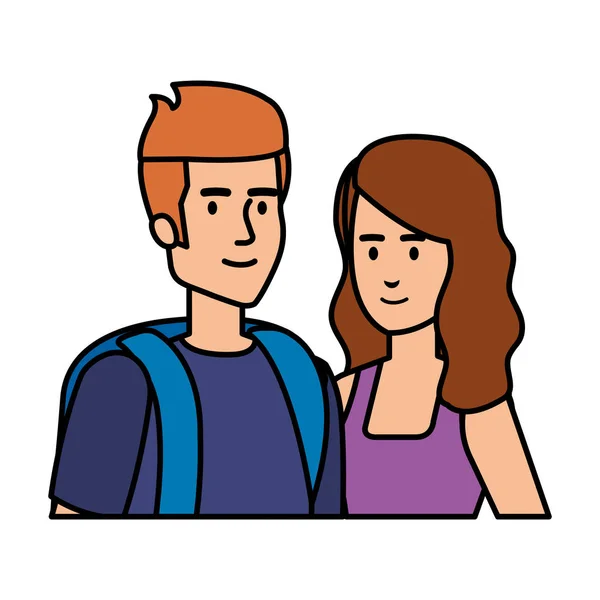 Jóvenes avatares pareja personajes — Archivo Imágenes Vectoriales