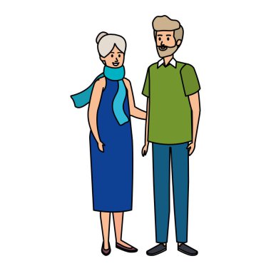 sevimli büyük anne çift karakter