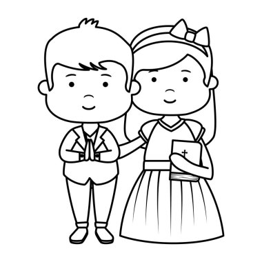 Kutsal İncil ilk Komünyon karakteri ile küçük çocuklar