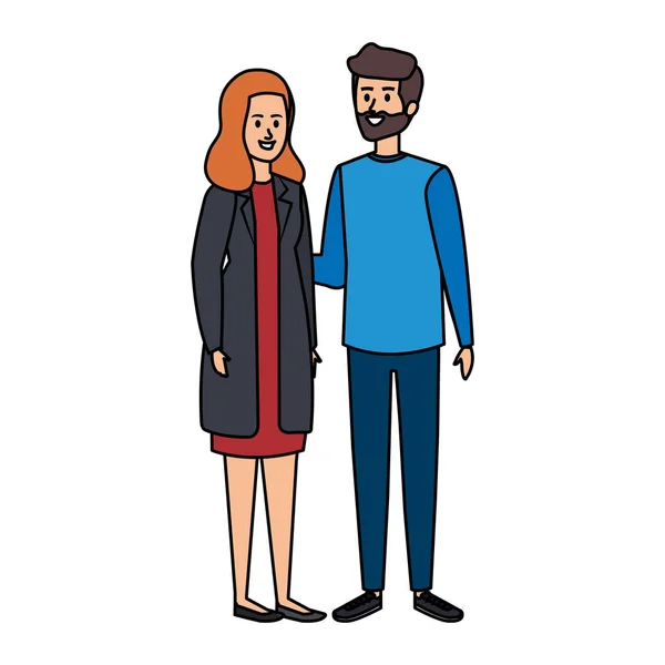 Jóvenes avatares pareja personajes — Vector de stock