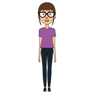 Gözlük avatar karakter ile güzel kadın