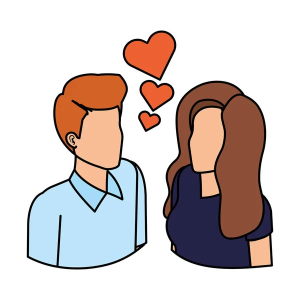 Couple d'affaires avec coeur avatars personnages — Image vectorielle