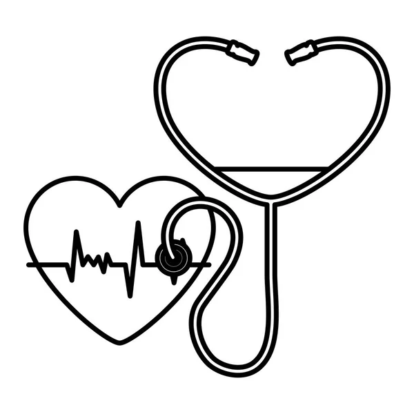 Heart cardiology with stethoscope — Stock Vector