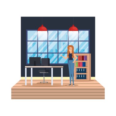 iş kadını ile modern ofis