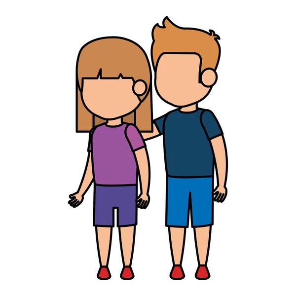Χαριτωμένα παιδάκια ζευγάρι — Διανυσματικό Αρχείο