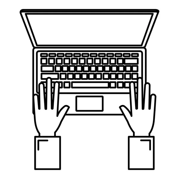 Usuario de manos con ordenador portátil — Archivo Imágenes Vectoriales