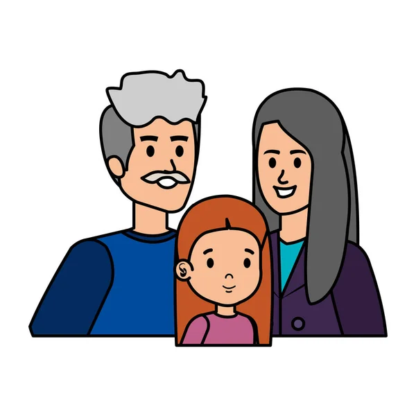 Nettes Großelternpaar mit Enkelin — Stockvektor