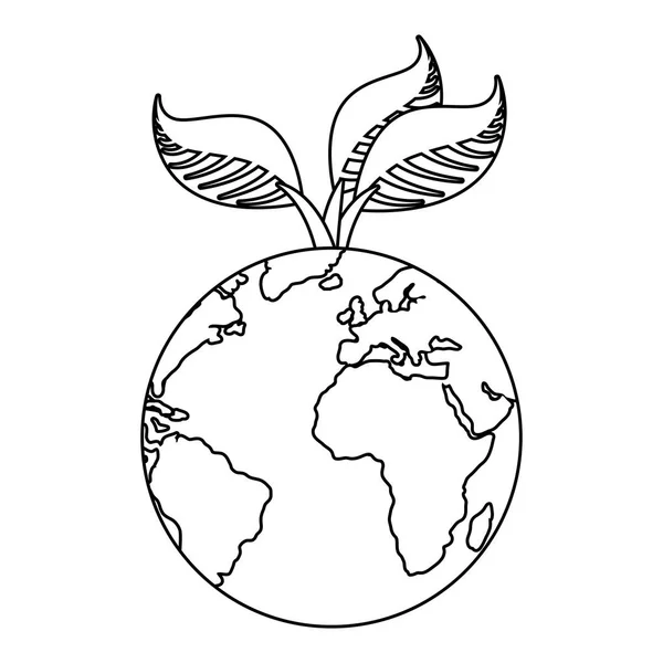 Планета Земля с растением листвы — стоковый вектор