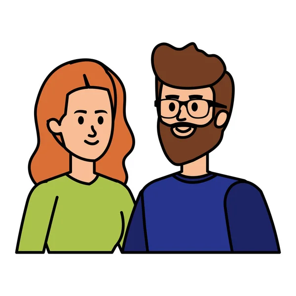 Pasangan muda avatar karakter - Stok Vektor