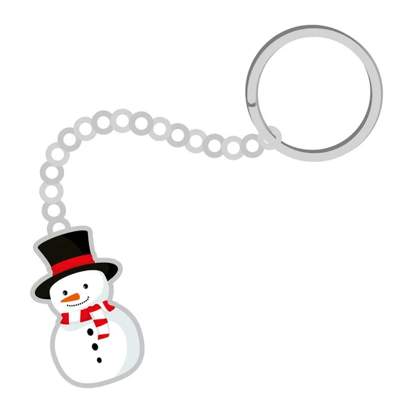 Porte-clés avec bonhomme de neige mignon Noël — Image vectorielle