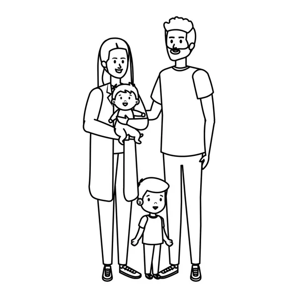 Νέοι γονείς ζευγάρι με το γιο και το μωρό — Διανυσματικό Αρχείο