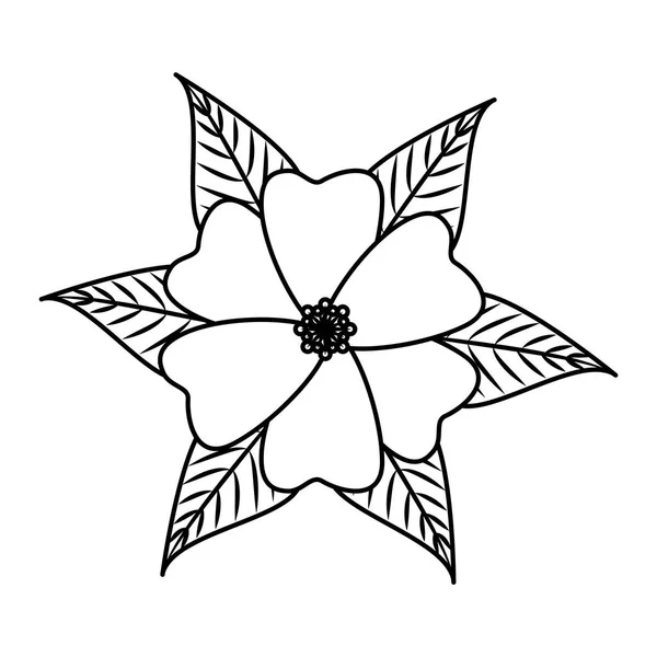 葉の装飾と美しい花 — ストックベクタ