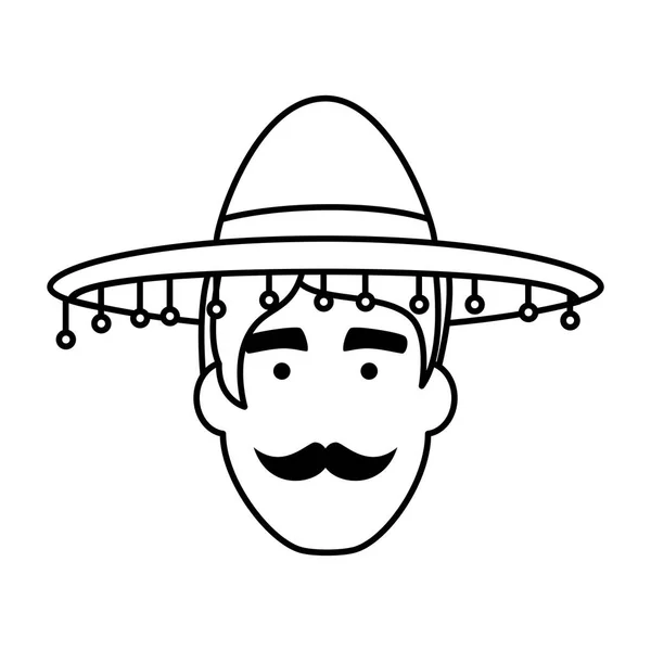 Traditionele Mexicaanse mariachi hoofd karakter — Stockvector