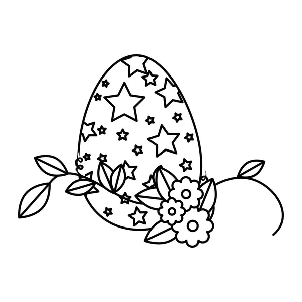Ovo de páscoa pintado com decoração floral —  Vetores de Stock