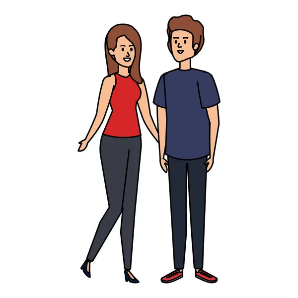 Jóvenes avatares pareja personajes — Vector de stock