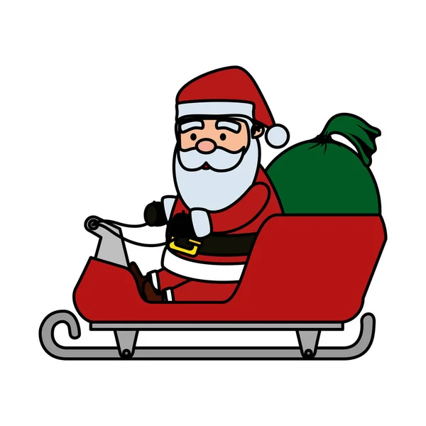 Christmas santa claus with carriage — Stock Vector