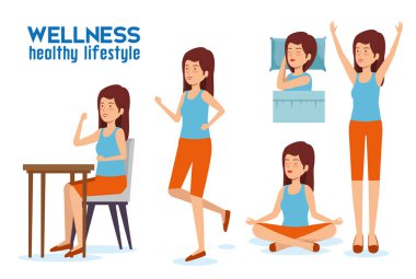 uyku, rahatlama ve yemek ile ayar kadın yaşam tarzı dengesi