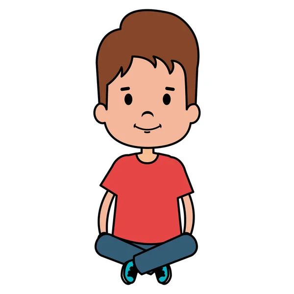 Šťastný chlapeček sedící v podlaze — Stockový vektor