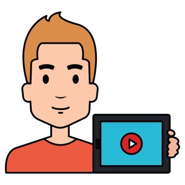 Tablet avatar karakterli genç adam