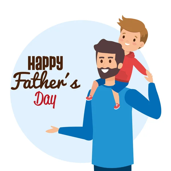 Man med sin son till lyckliga fäder dag — Stock vektor