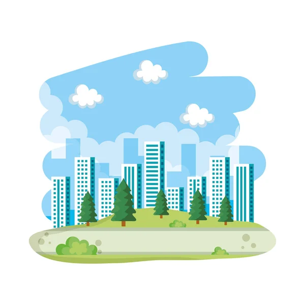 Boom op Park gebouwen skyline vector illustratie — Stockvector