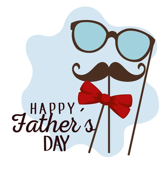 Fathers day celebration with glasses and mustache — Stock Vector