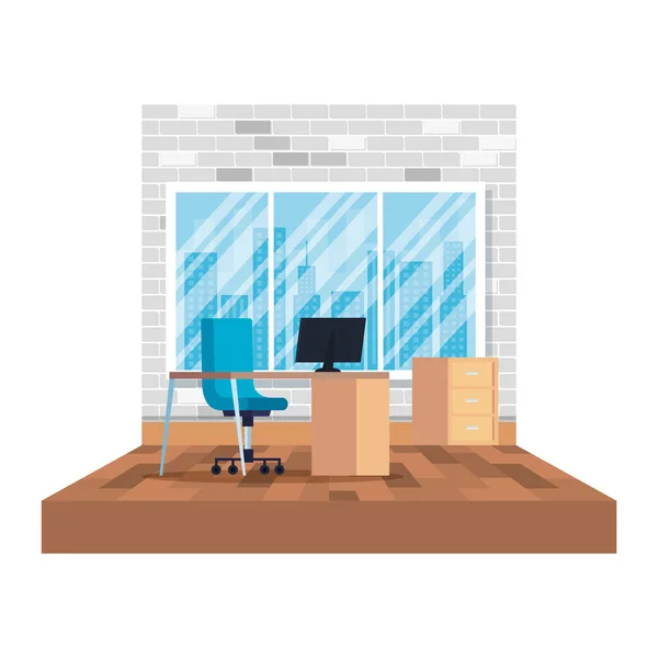 Lieu de travail bureau avec scène de bureau — Image vectorielle