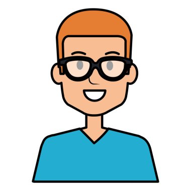 Gözlük avatar karakter ile genç adam