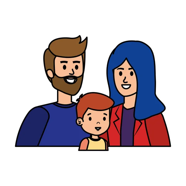 Padres pareja con hijo personajes — Archivo Imágenes Vectoriales