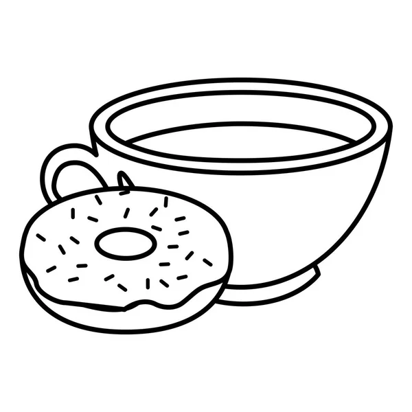 Xícara de café com donuts doces — Vetor de Stock