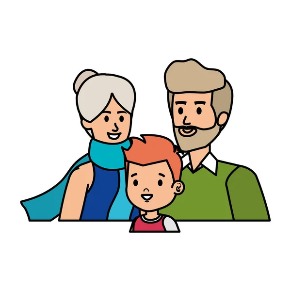 Cute Grand rodzice para z wnuka — Wektor stockowy