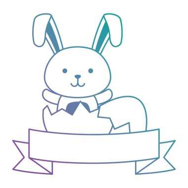 kırık kabuk yumurta Paskalya kutlama ile sevimli tavşan