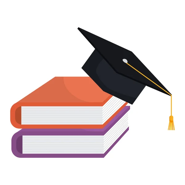 书学校堆与毕业帽子 — 图库矢量图片