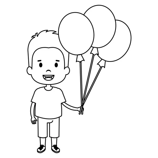 Ευτυχισμένο μικρό αγόρι με μπαλόνια αέρα χαρακτήρα — Διανυσματικό Αρχείο