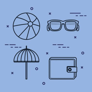 tatil seyahat set ekipman macera kavramı için hazır