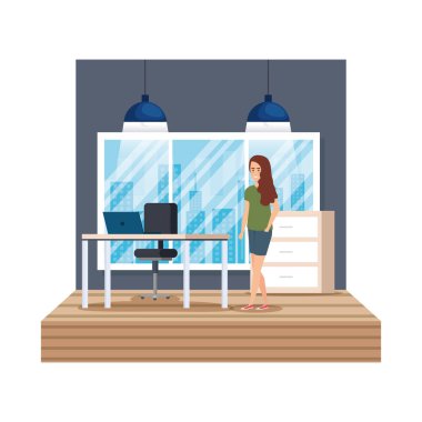 iş kadını ile modern ofis