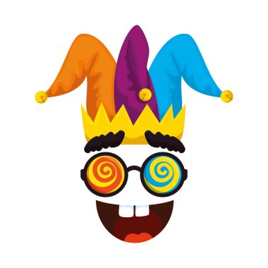 gözlük ve gülümseme ile Jester şapka gün simgesi