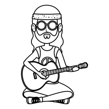 hippi adam gitar karakteri oynuyor
