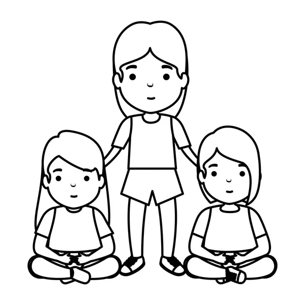 Madre con figlie personaggi — Vettoriale Stock