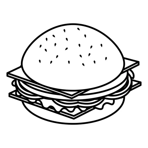 Delicioso icono de hamburguesa aislada — Vector de stock