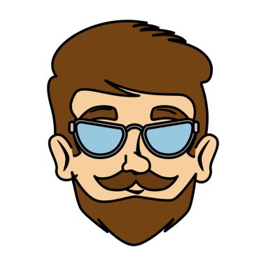 kafa adam hipster bıyık ve gözlük