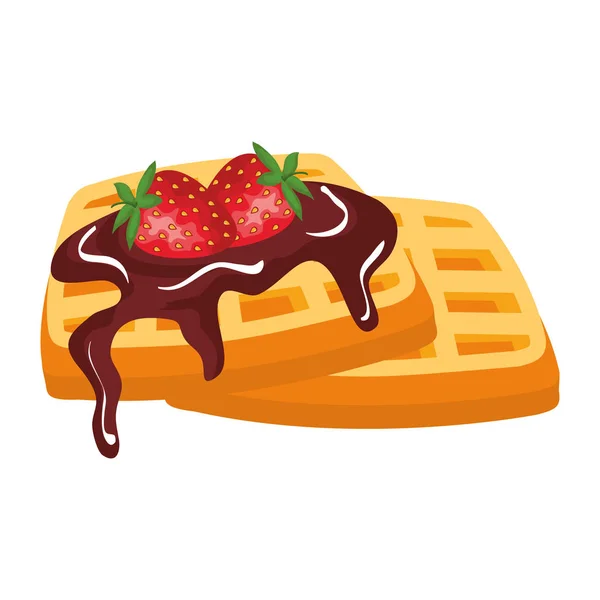 Bread toast with chocolate cream and strawberries — Stock Vector