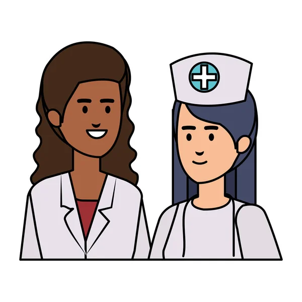 Professionnels femmes médecins et infirmières personnages — Image vectorielle