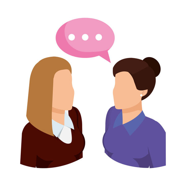 пара бизнесвумен с речевым пузырем
