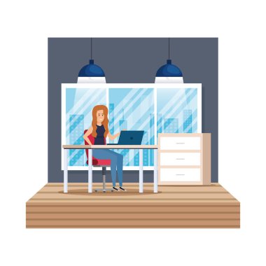 iş kadını ile modern ofis