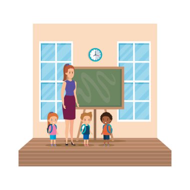 okul çocukları sınıf sahnesi ile öğretmen kadın